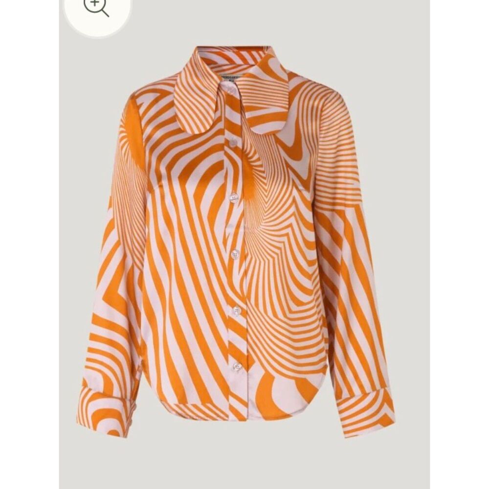 BAUM UND PFERDGARTEN Women 38 Size Mara Psychedelic Orange Swirl Silk Blouse